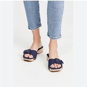 Veronica Beard Davina Denim
Wooden Clog Slide Sandals wome  size 8 NEW $ 395